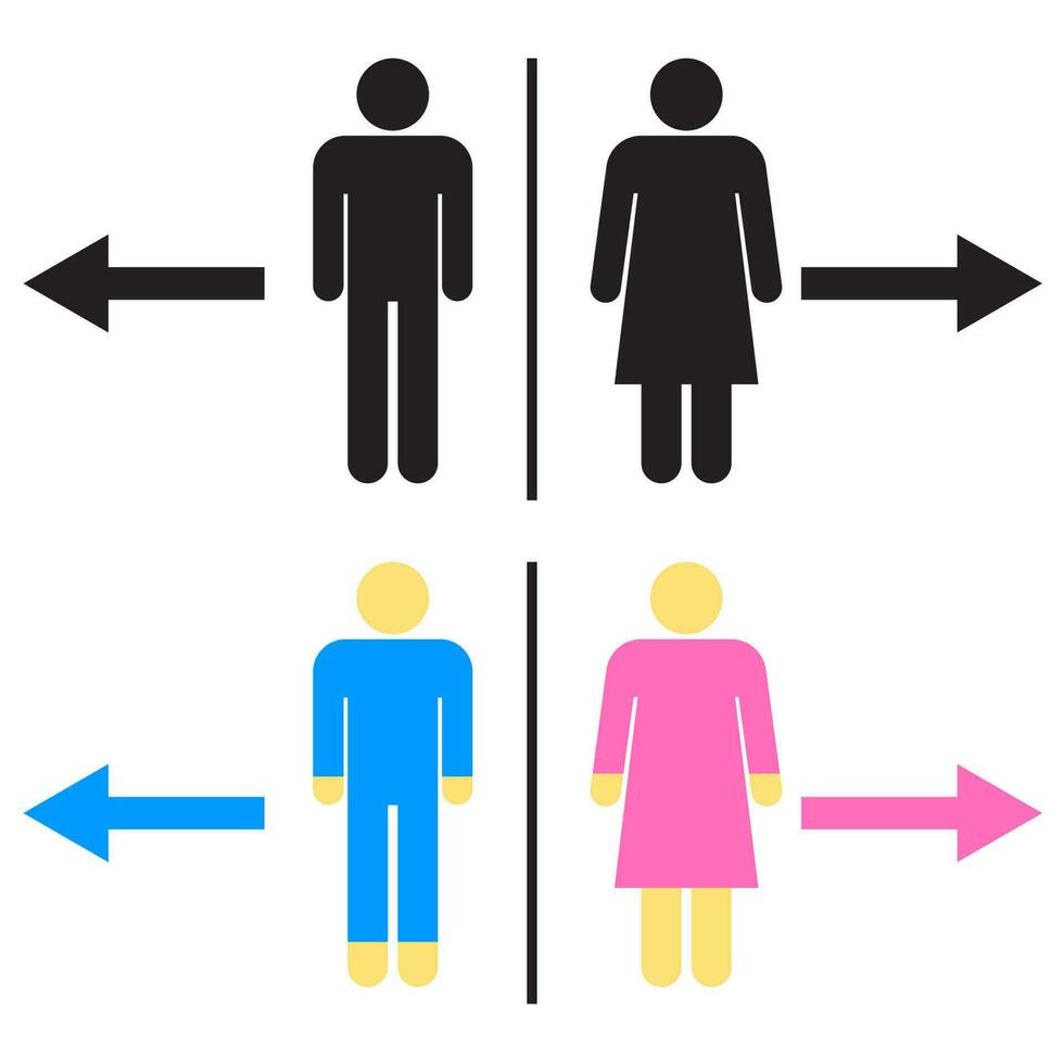 Satz einfacher grundlegender Zeichenikonen männliche und weibliche Toilette. Vektor-Illustration. vektor