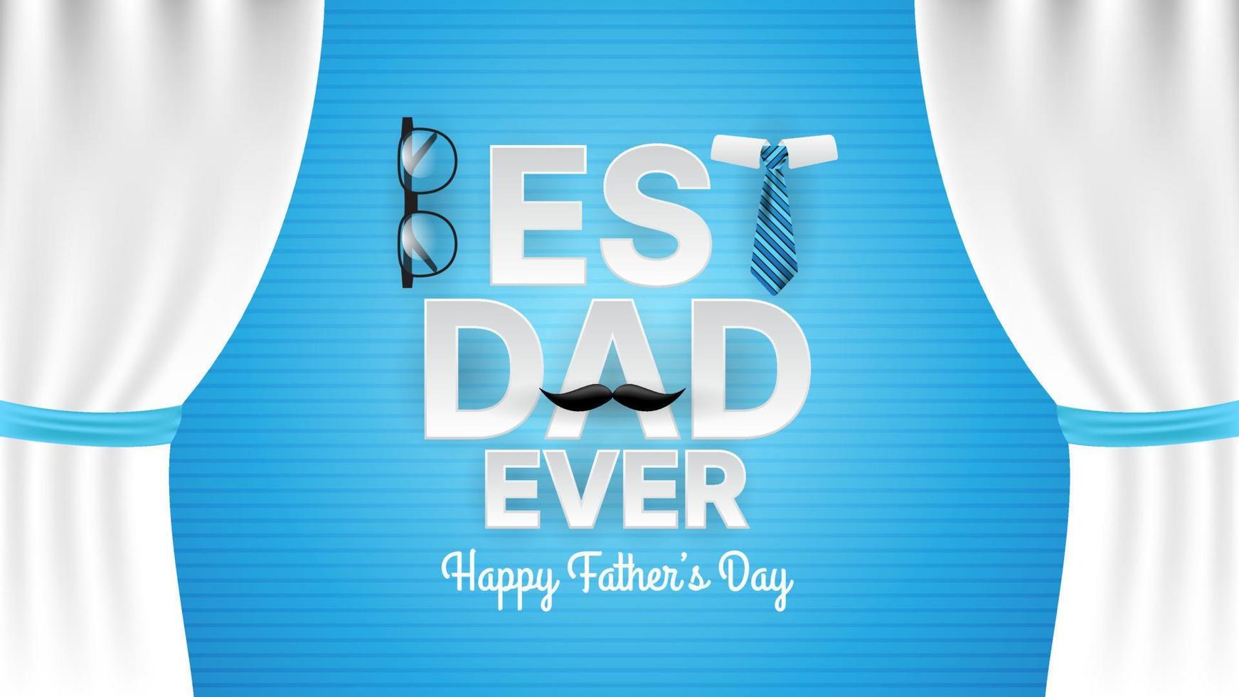 Lycklig fars dag bakgrund med glasögon, slips, och mustasch på blå bakgrund. lämplig för hälsning kort, baner, affisch, etc. vektor illustration