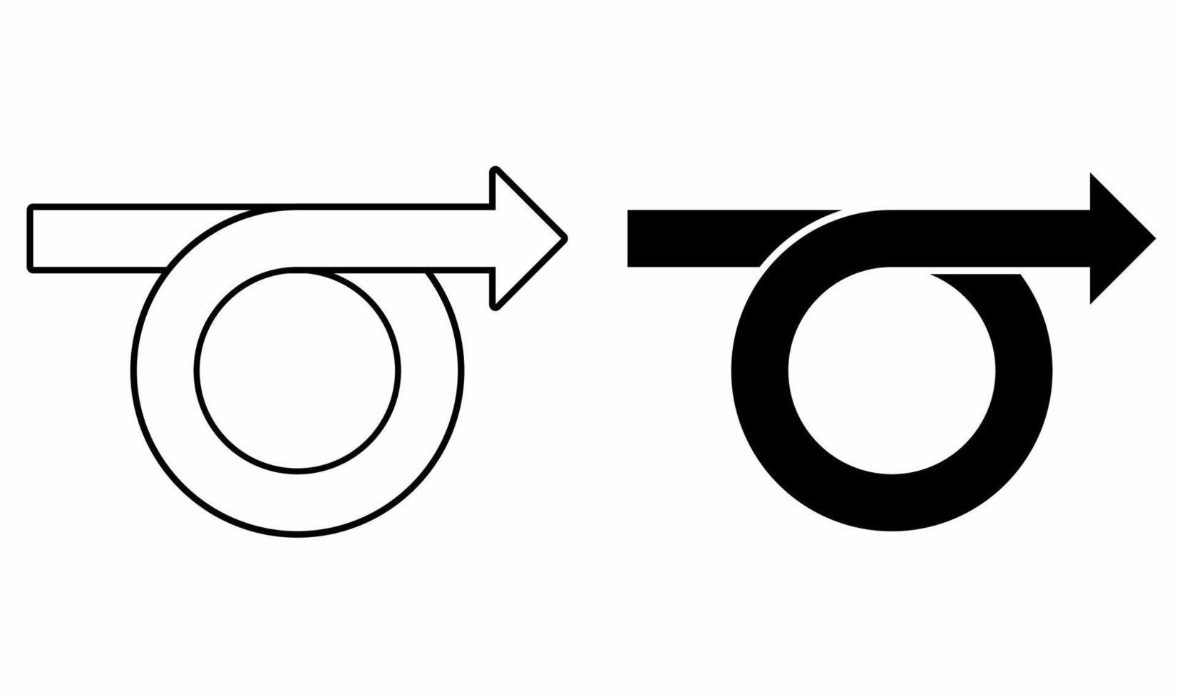 Umriss Silhouette Looping kreisförmiger Pfeil-Icon-Set isoliert auf weißem Hintergrund vektor