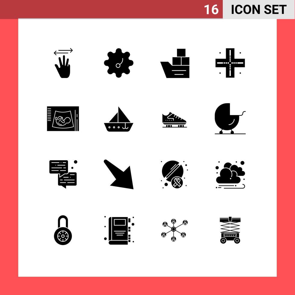 modern uppsättning av 16 fast glyfer och symboler sådan som sonogram moderskap Bra teknologi Karta redigerbar vektor design element