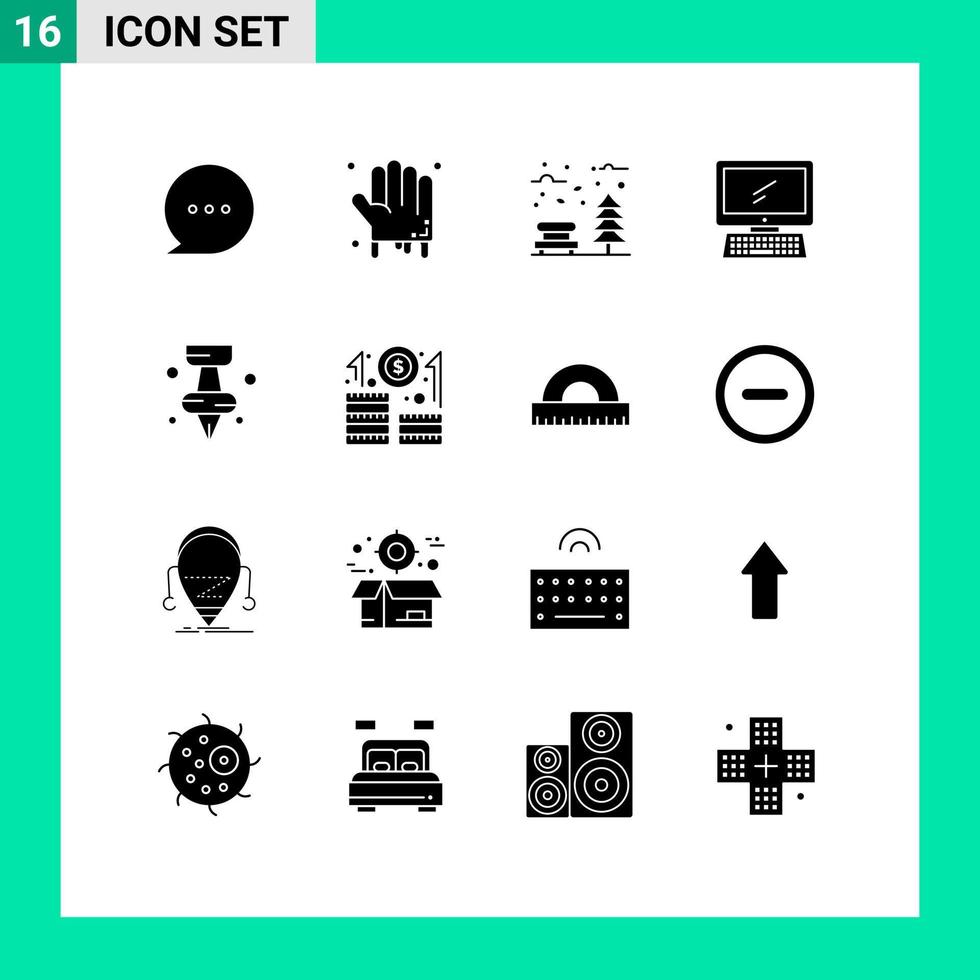 satz von 16 modernen ui-symbolen symbole zeichen für bildung imac hinterlässt gerät computer editierbare vektordesignelemente vektor
