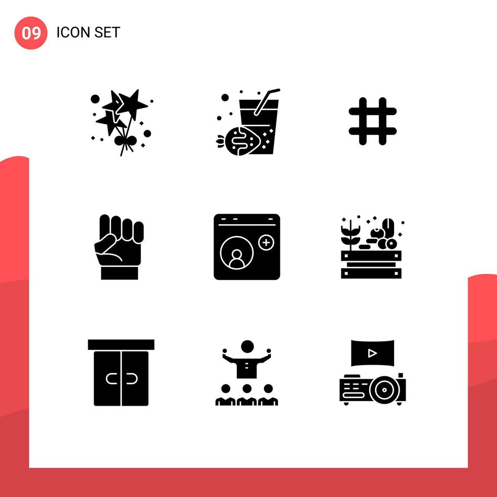 9 kreativ ikoner modern tecken och symboler av hjälp browser PIP styrka mänsklig redigerbar vektor design element