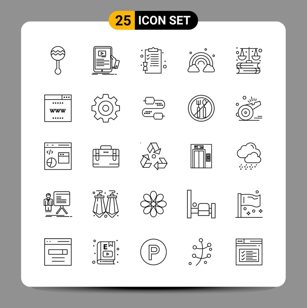 25 svart ikon packa översikt symboler tecken för mottaglig mönster på vit bakgrund 25 ikoner uppsättning kreativ svart ikon vektor bakgrund