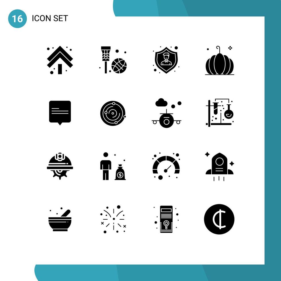 uppsättning av 16 modern ui ikoner symboler tecken för chatt tacksägelse sport pumpa anställd försäkring redigerbar vektor design element