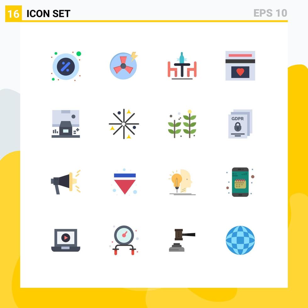 uppsättning av 16 modern ui ikoner symboler tecken för bröllop kärlek fabrik fond diplomati redigerbar packa av kreativ vektor design element