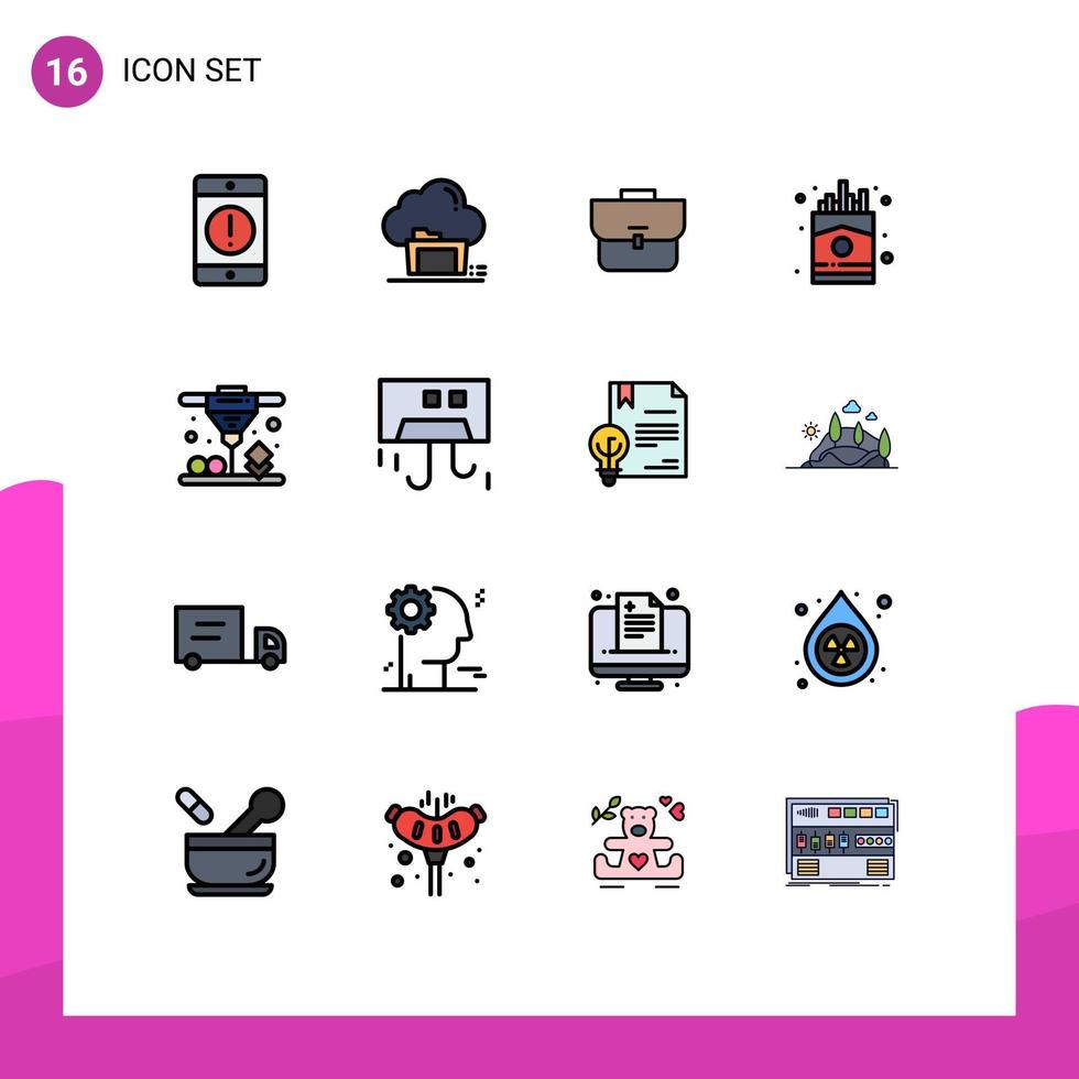 uppsättning av 16 modern ui ikoner symboler tecken för franska snabb data chip resväska redigerbar kreativ vektor design element