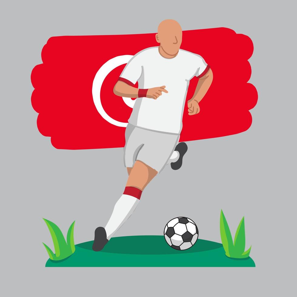 flacher fußballspieler mit tunesien-hintergrund vektor