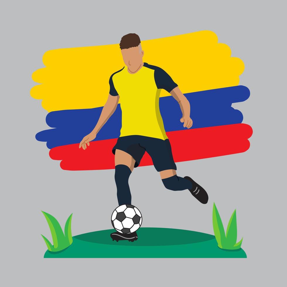 flaches design des ecuador-fußballspielers mit flaggenhintergrund-vektorillustration vektor