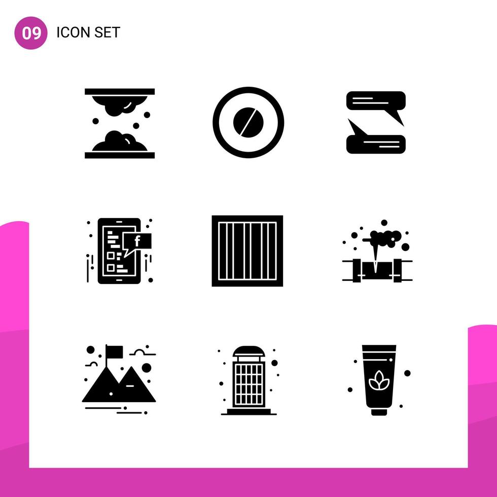 glyf ikon uppsättning packa av 9 fast ikoner isolerat på vit bakgrund för mottaglig hemsida design skriva ut och mobil tillämpningar kreativ svart ikon vektor bakgrund