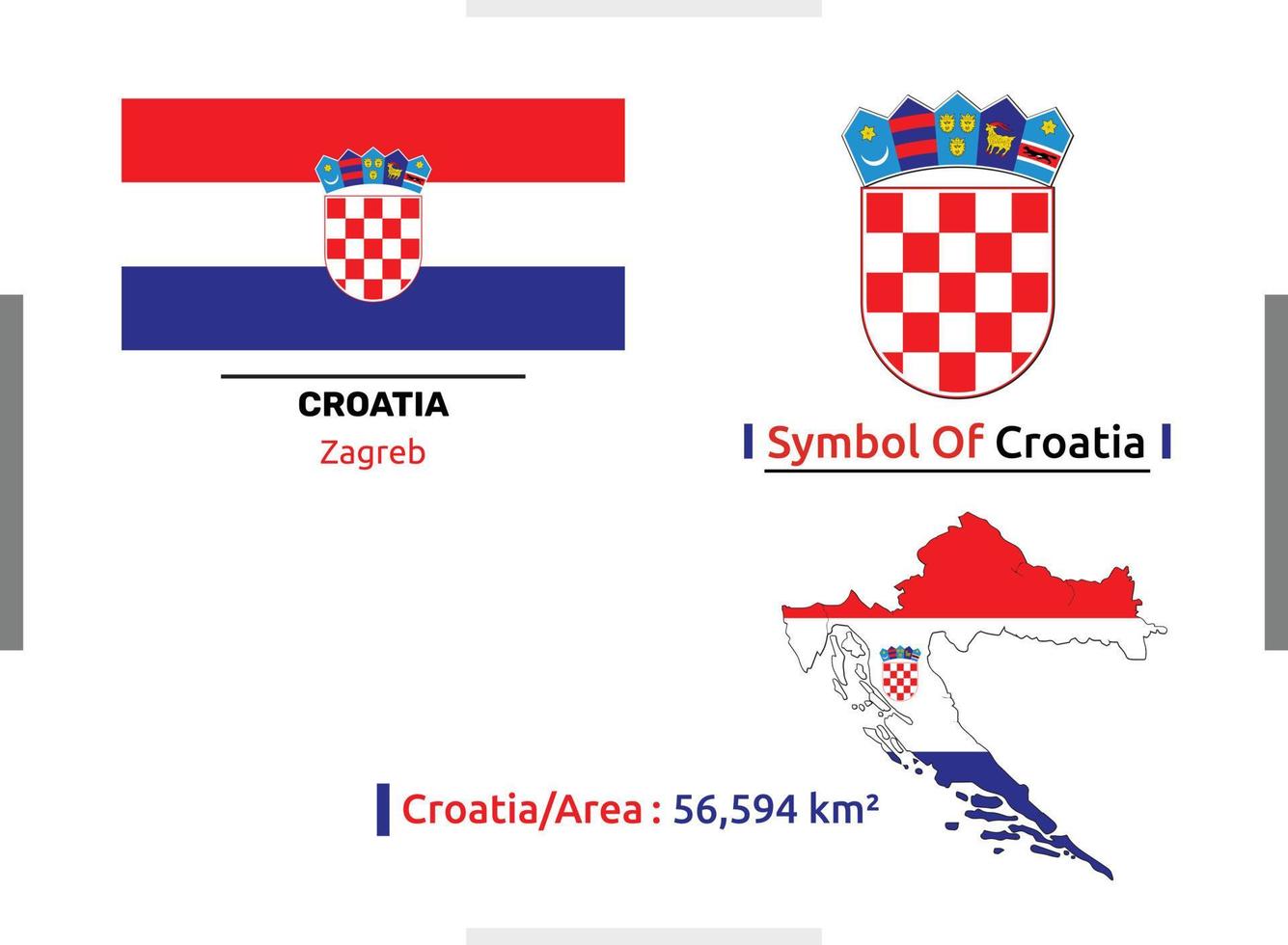 Vektorsymbol Flagge und Gebiet Kroatiens, das vollständig editierbar und skalierbar und einfach zu bedienen ist vektor