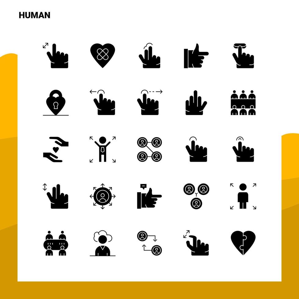 25 menschliche Symbolsatz solide Glyphen-Symbolvektor-Illustrationsvorlage für Web- und mobile Ideen für Unternehmen vektor