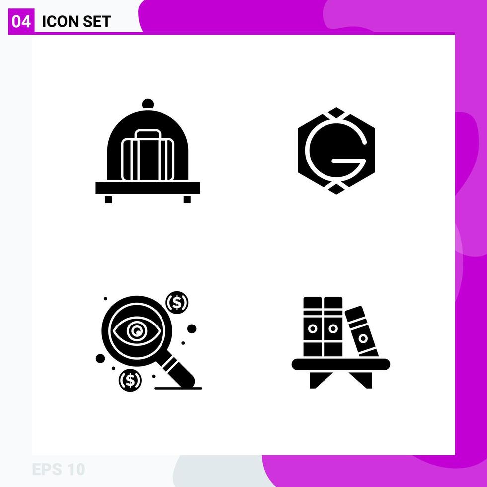 Solid Icon Set Packung mit 4 Glyphen-Icons isoliert auf weißem Hintergrund für Web-Print und mobile kreative schwarze Icon-Vektor-Hintergrund vektor