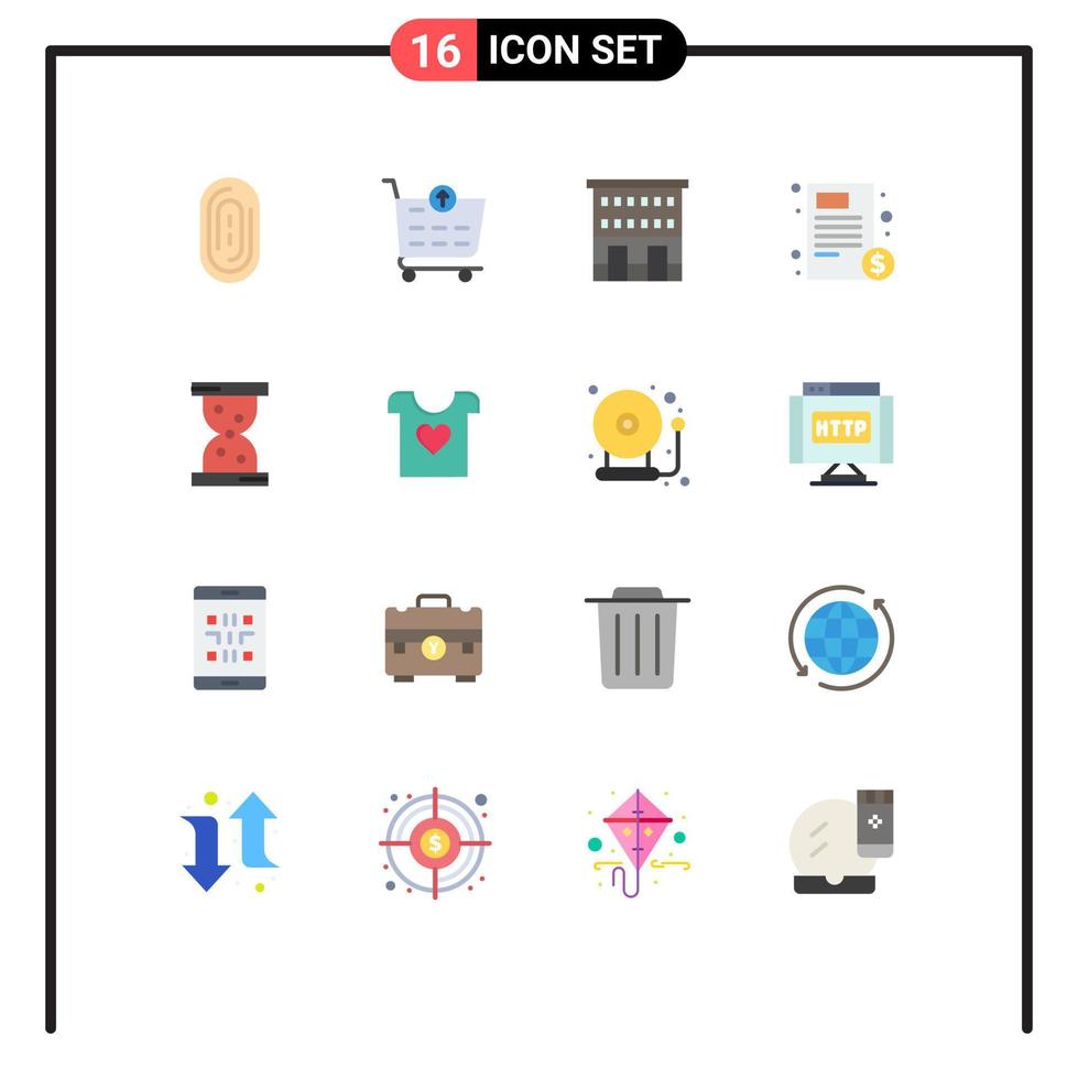 Packung mit 16 modernen flachen Farbzeichen und Symbolen für Web-Printmedien wie z vektor