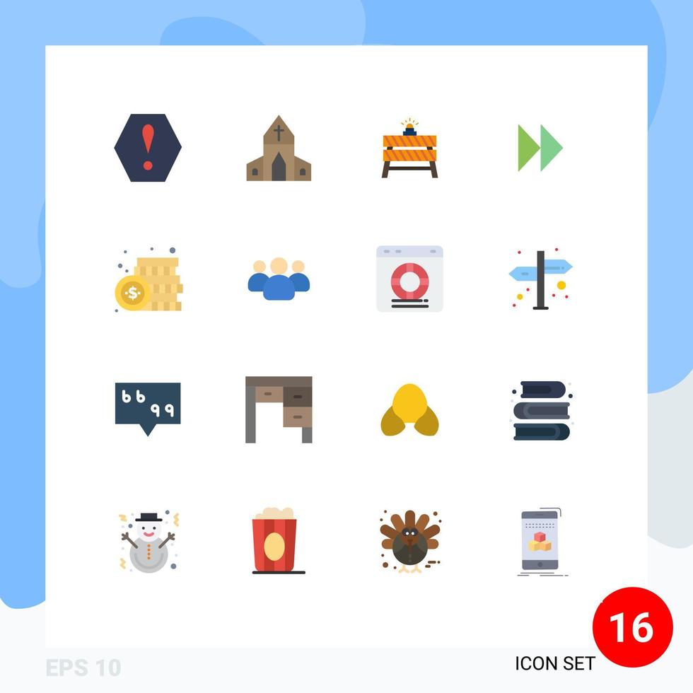 grupp av 16 modern platt färger uppsättning för valuta video konstruktion media kontrollera snabb redigerbar packa av kreativ vektor design element