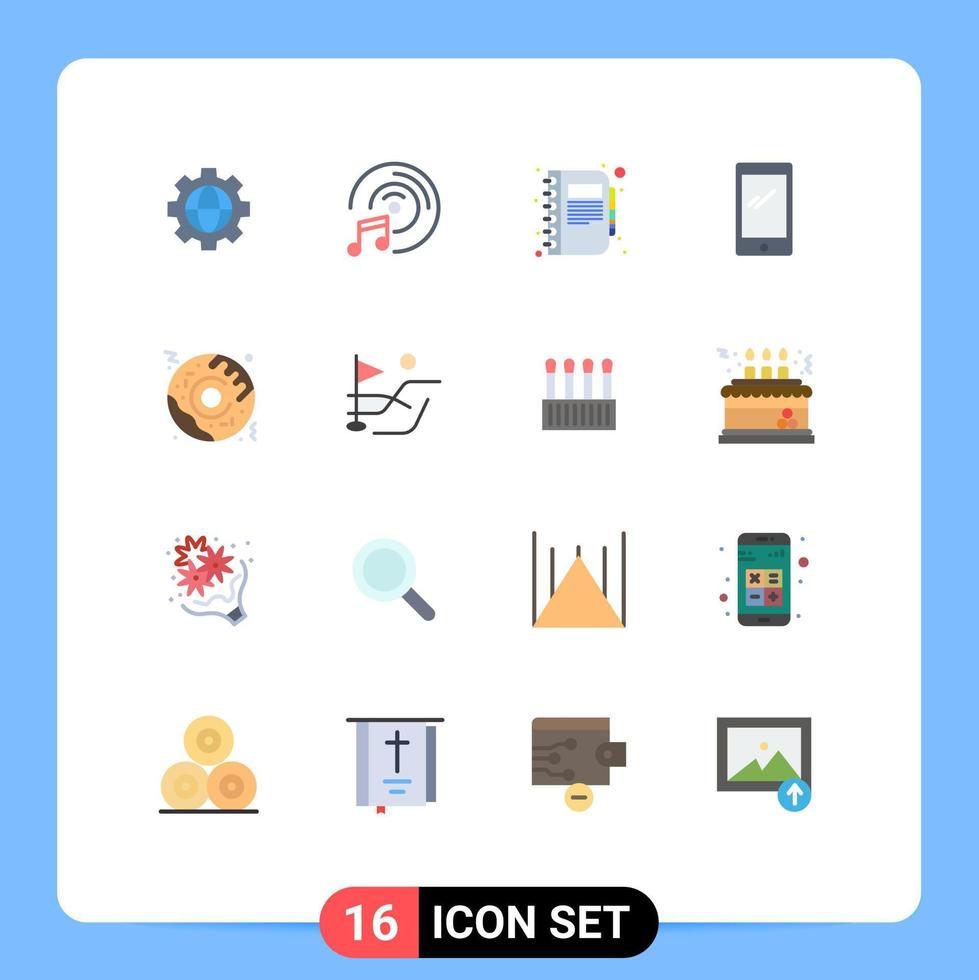 grupp av 16 modern platt färger uppsättning för snabb mat iphone kopia android smart telefon redigerbar packa av kreativ vektor design element