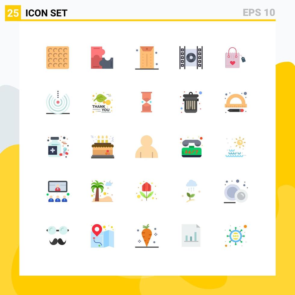 uppsättning av 25 modern ui ikoner symboler tecken för bröllop kärlek kuvert hangbag film redigerbar vektor design element