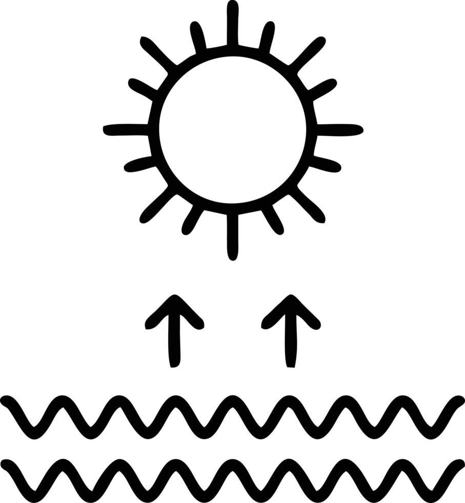 Sonnensymbol auf weißem Hintergrund, Illustration des Sonnensymbolsymbols in Schwarz auf weißem Hintergrund vektor