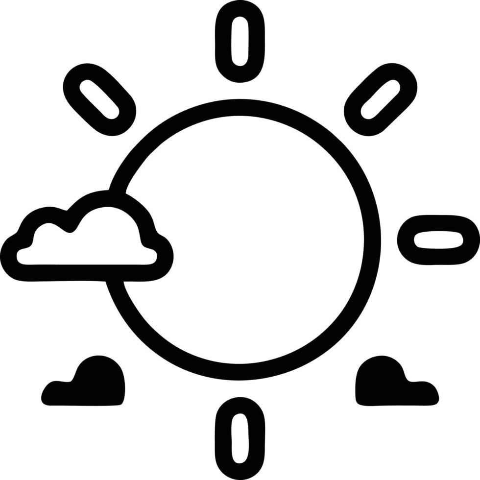 Sonnensymbol auf weißem Hintergrund, Illustration des Sonnensymbolsymbols in Schwarz auf weißem Hintergrund vektor