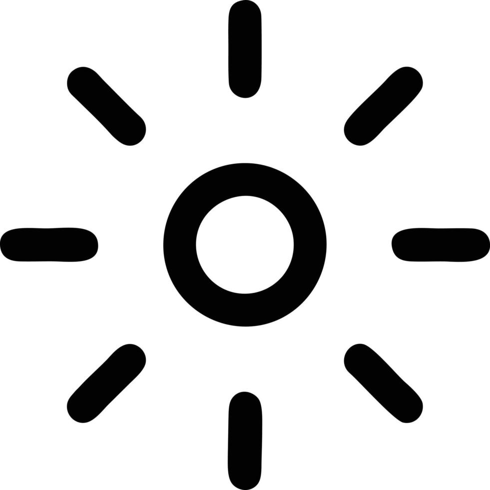 Sonnensymbol auf weißem Hintergrund, Illustration des Sonnensymbolsymbols in Schwarz auf weißem Hintergrund vektor