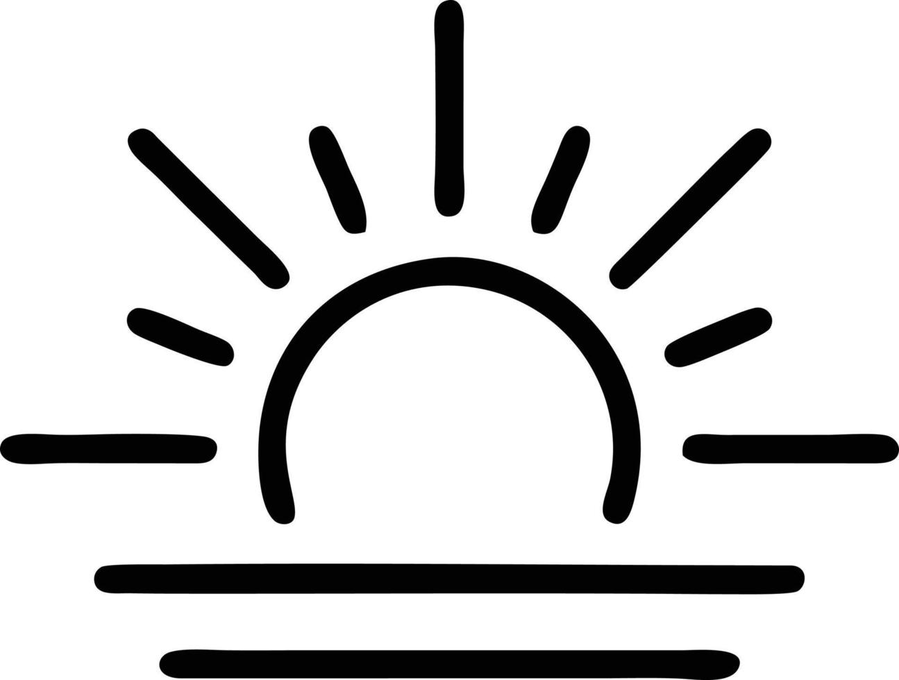 Sonnensymbol auf weißem Hintergrund, Illustration des Sonnensymbolsymbols in Schwarz auf weißem Hintergrund vektor