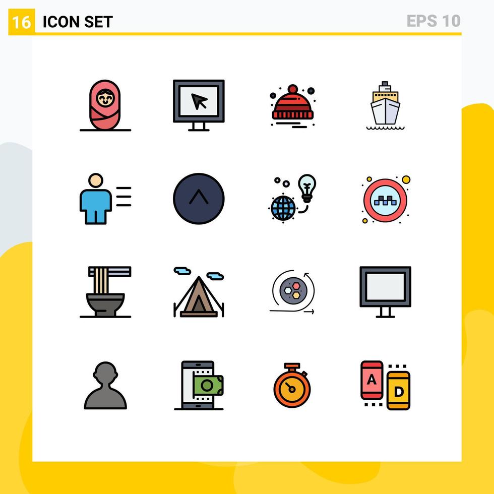 uppsättning av 16 modern ui ikoner symboler tecken för kropp analys hatt fartyg fartyg redigerbar kreativ vektor design element