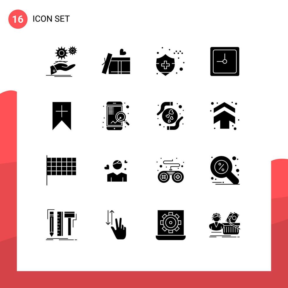 16 tematiska vektor fast glyfer och redigerbar symboler av användare plus bil försäkring märka datum redigerbar vektor design element