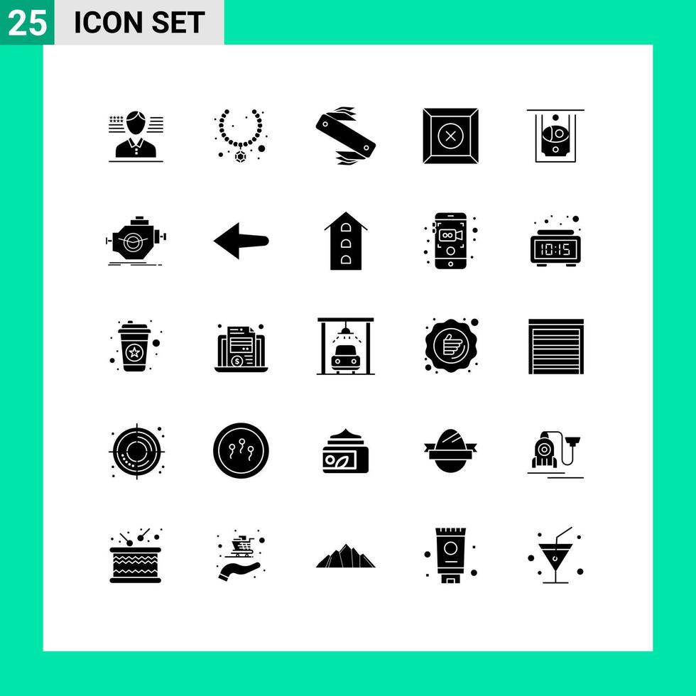 25 kreative Symbole moderne Zeichen und Symbole der Geldautomaten-Armee-Produktbox editierbare Vektordesign-Elemente vektor