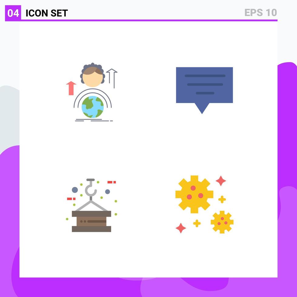 4 universell platt ikoner uppsättning för webb och mobil tillämpningar förmågor krok global chatt rep redigerbar vektor design element