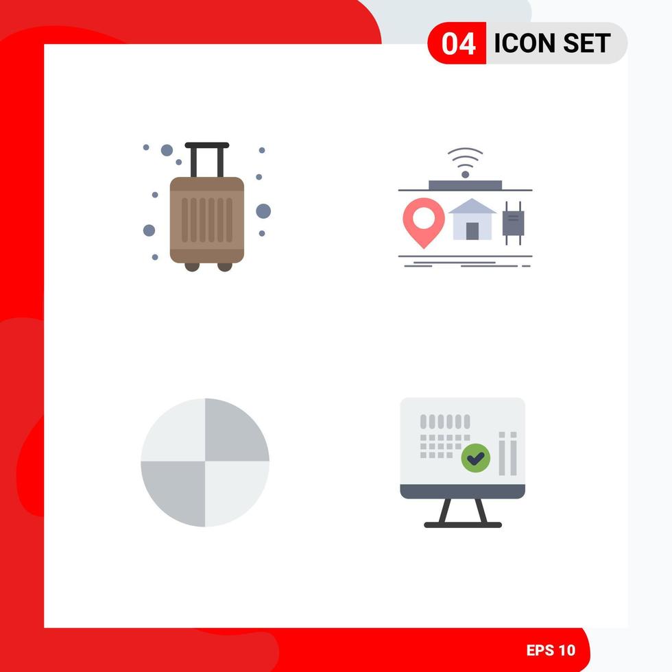 packa av 4 kreativ platt ikoner av bagage aspirin turist internet läsplatta redigerbar vektor design element