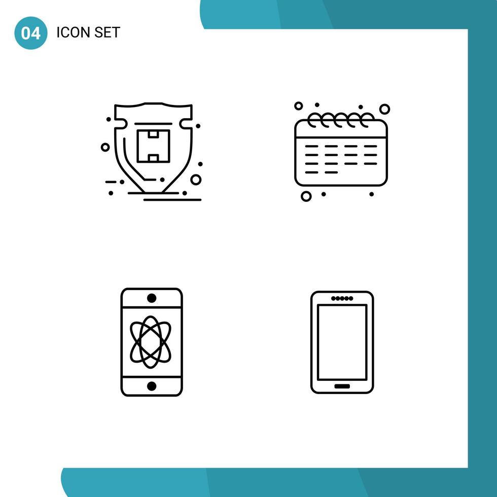 4 tematiska vektor fylld linje platt färger och redigerbar symboler av paket vetenskap paket skola tech redigerbar vektor design element