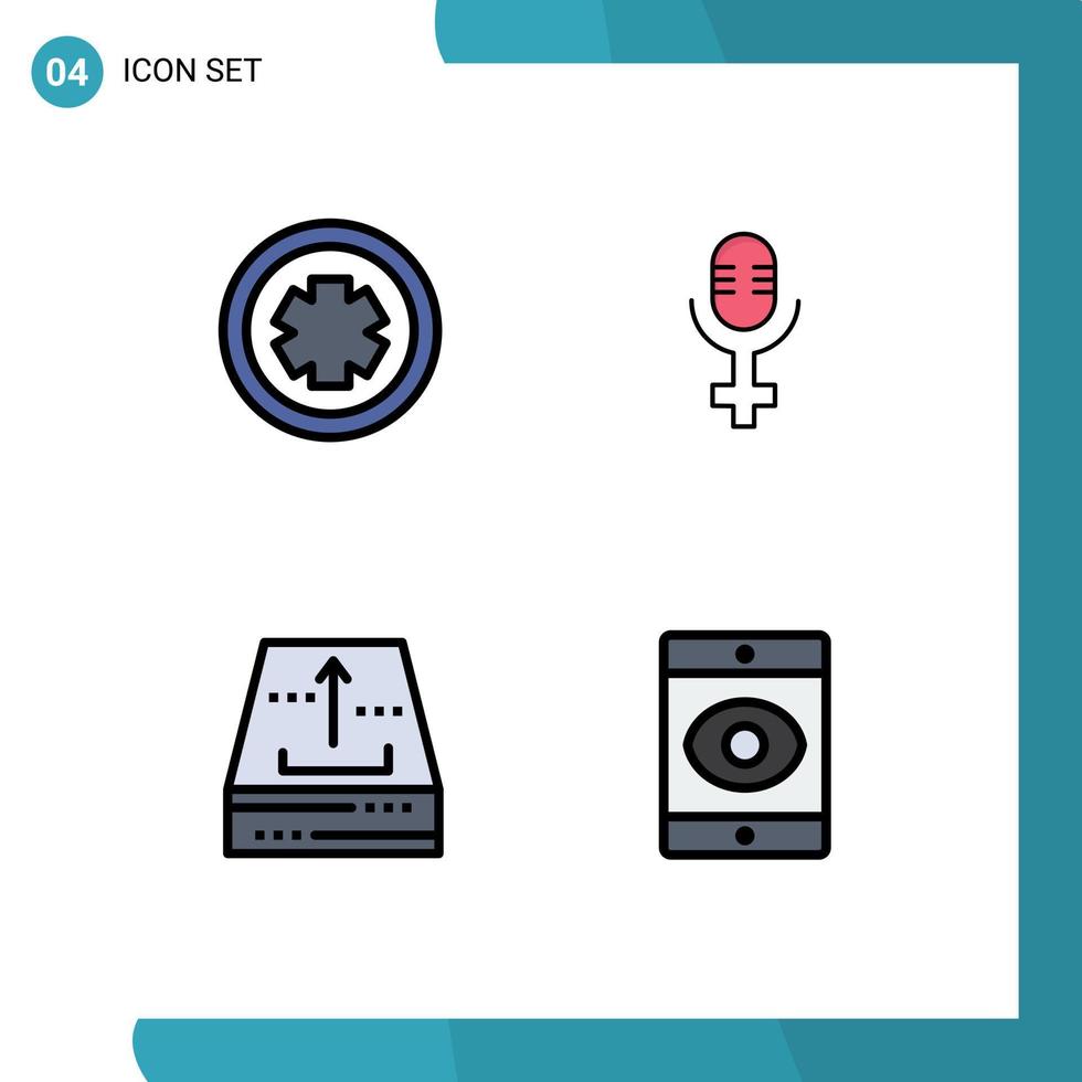 4 universell fylld linje platt Färg tecken symboler av medicinsk kontor testa arkiv smartphone redigerbar vektor design element
