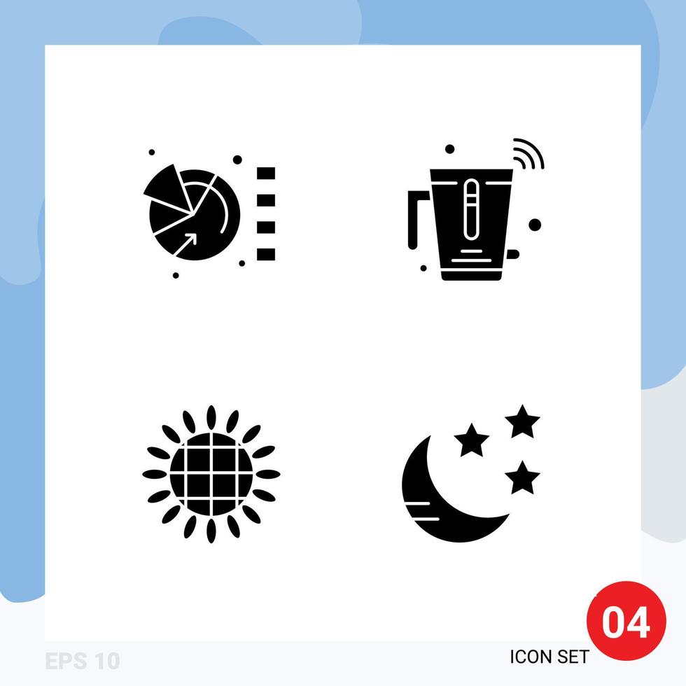 4 fast glyf begrepp för webbplatser mobil och appar Diagram skörda statistik mixer tacksägelse redigerbar vektor design element