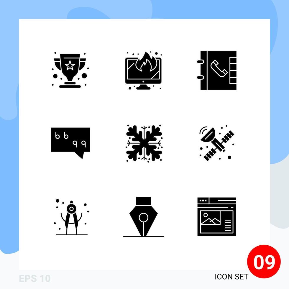 9 kreativ ikoner modern tecken och symboler av kommunikation snöflinga kontakter snö Citat redigerbar vektor design element