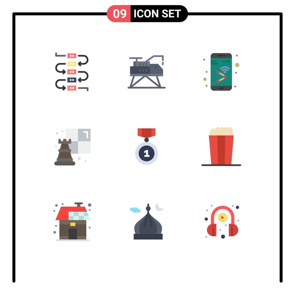 universell ikon symboler grupp av 9 modern platt färger av insignier bäst enhet hobby schack redigerbar vektor design element