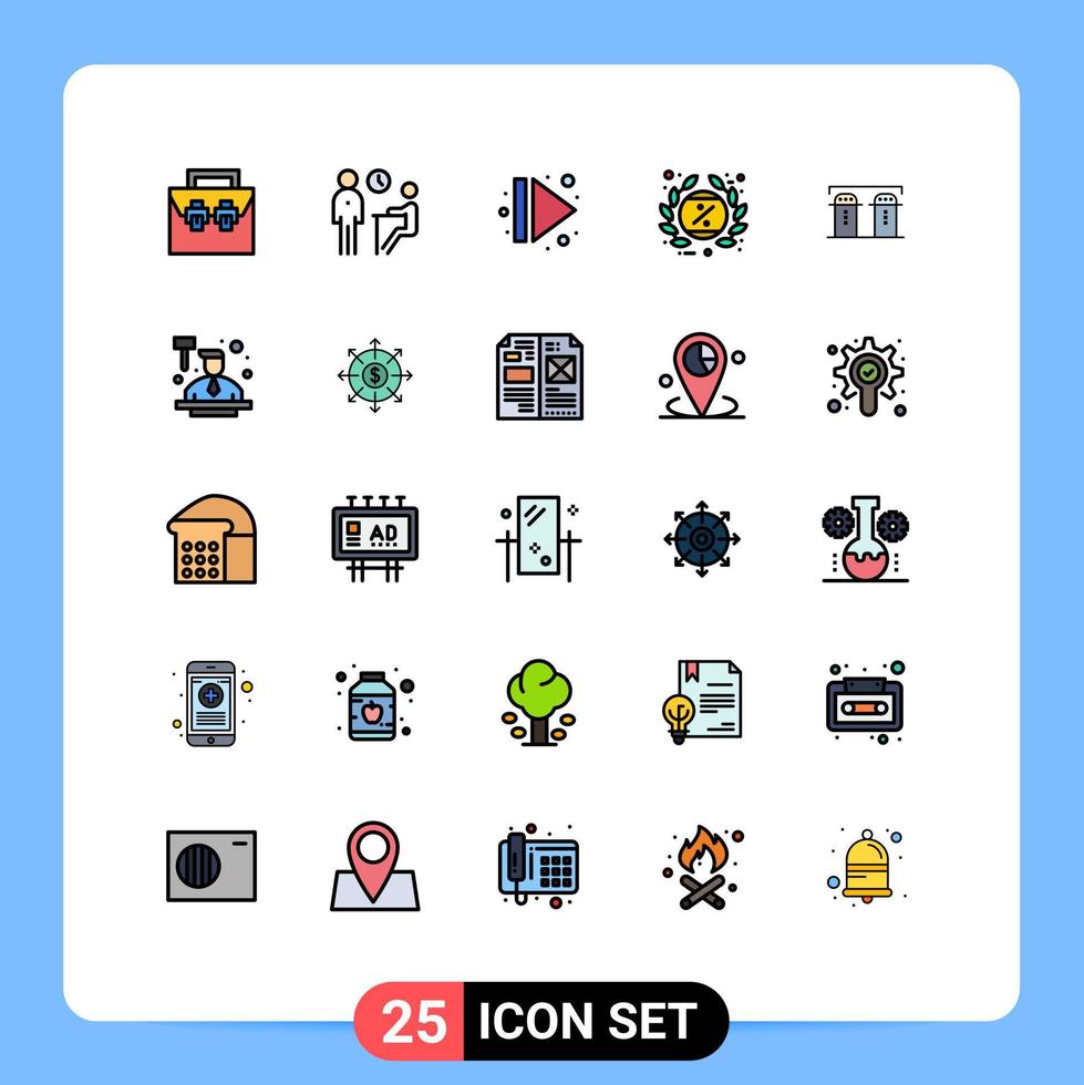 Stock Vector Icon Pack mit 25 Zeilenzeichen und Symbolen für Label Black Friday People Tag Multimedia editierbare Vektordesign-Elemente