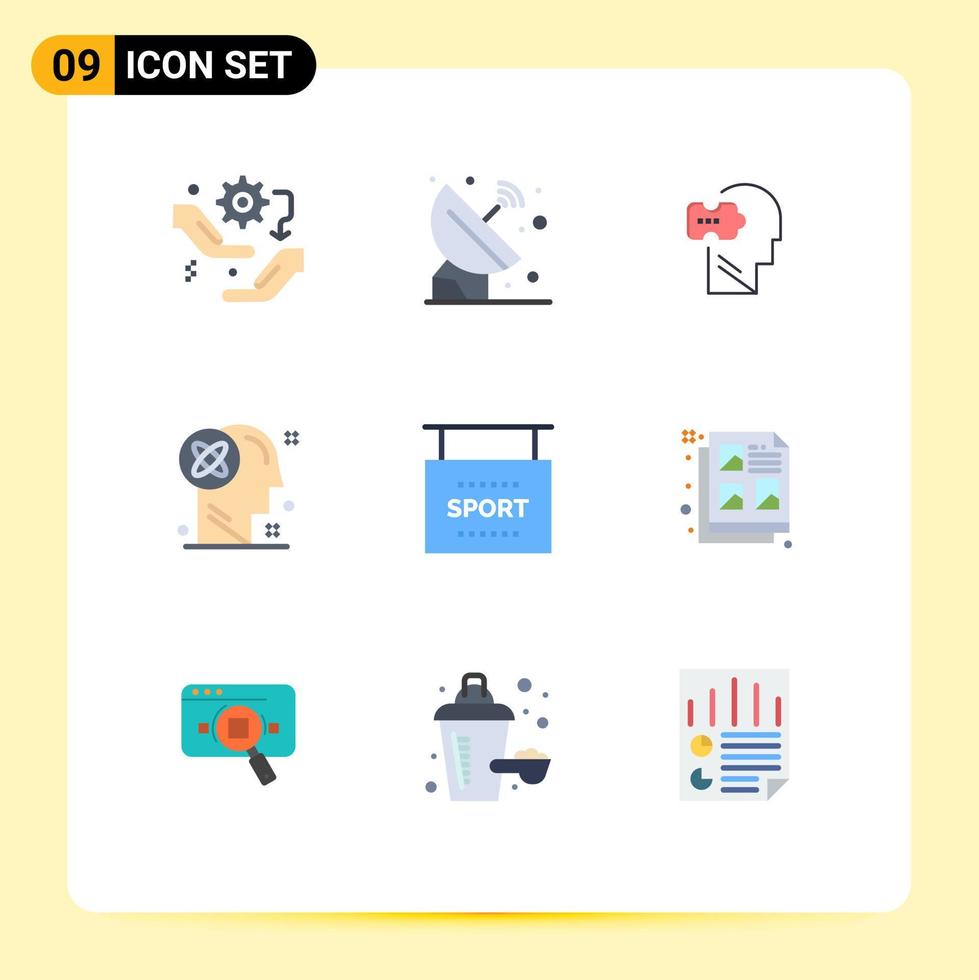 uppsättning av 9 kommersiell platt färger packa för lösning sinne signal användare problem redigerbar vektor design element