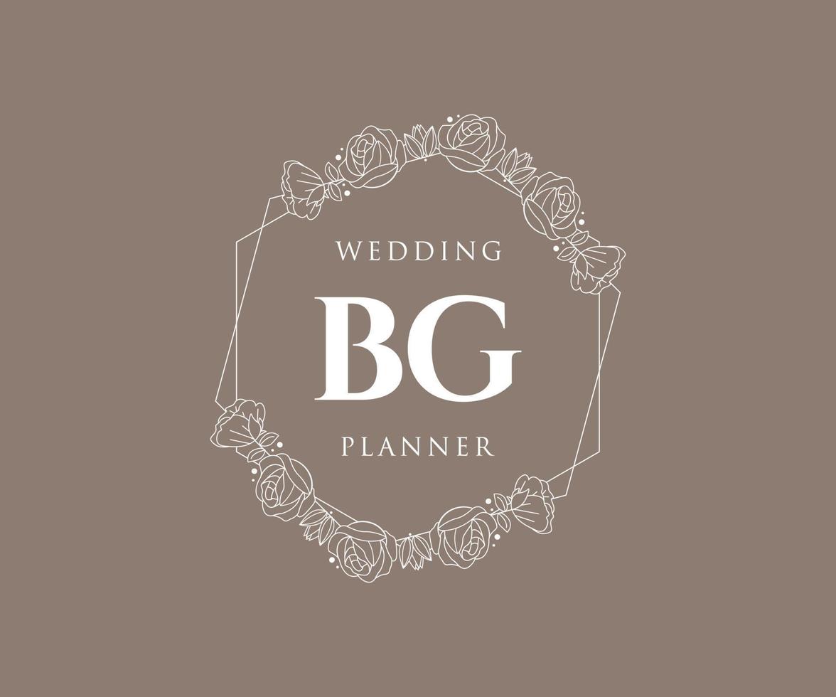 bg initialen brief hochzeitsmonogramm logos sammlung, handgezeichnete moderne minimalistische und florale vorlagen für einladungskarten, save the date, elegante identität für restaurant, boutique, café im vektor