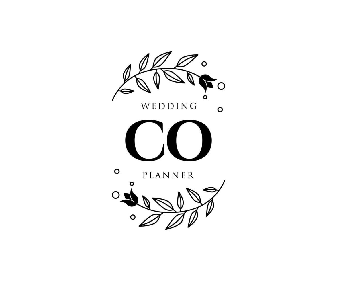 Co Initialen Brief Hochzeit Monogramm Logos Sammlung, handgezeichnete moderne minimalistische und florale Vorlagen für Einladungskarten, Save the Date, elegante Identität für Restaurant, Boutique, Café im Vektor