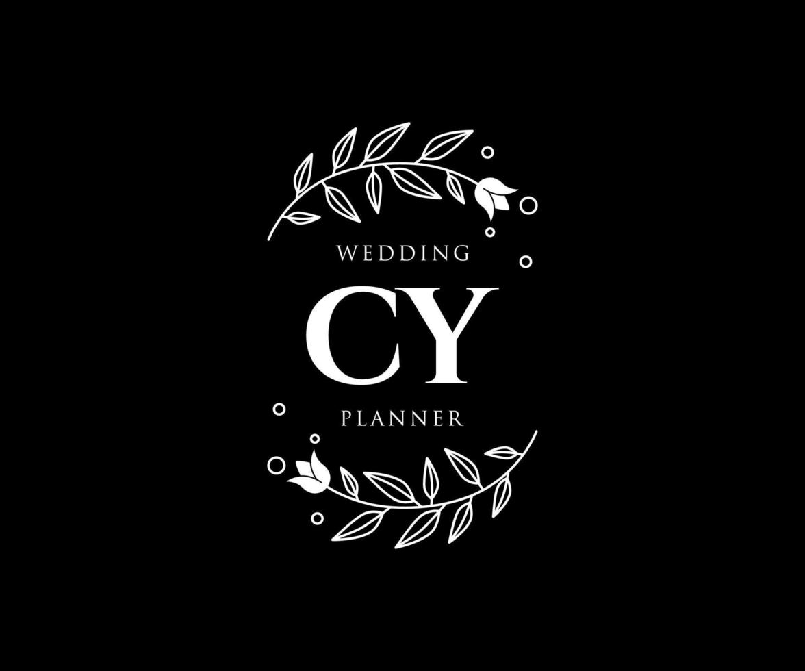 cy initialer brev bröllop monogram logotyper samling, hand dragen modern minimalistisk och blommig mallar för inbjudan kort, spara de datum, elegant identitet för restaurang, boutique, Kafé i vektor