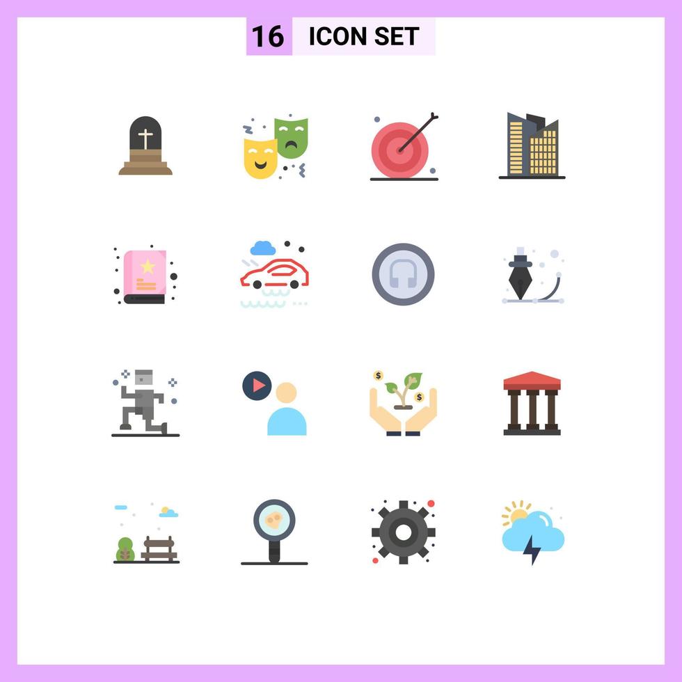 16 användare gränssnitt platt Färg packa av modern tecken och symboler av bebis kontor drama byggnad marknadsföring redigerbar packa av kreativ vektor design element