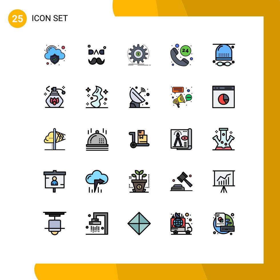 25 tematiska vektor fylld linje platt färger och redigerbar symboler av spel aktiviteter strömma service timmar redigerbar vektor design element