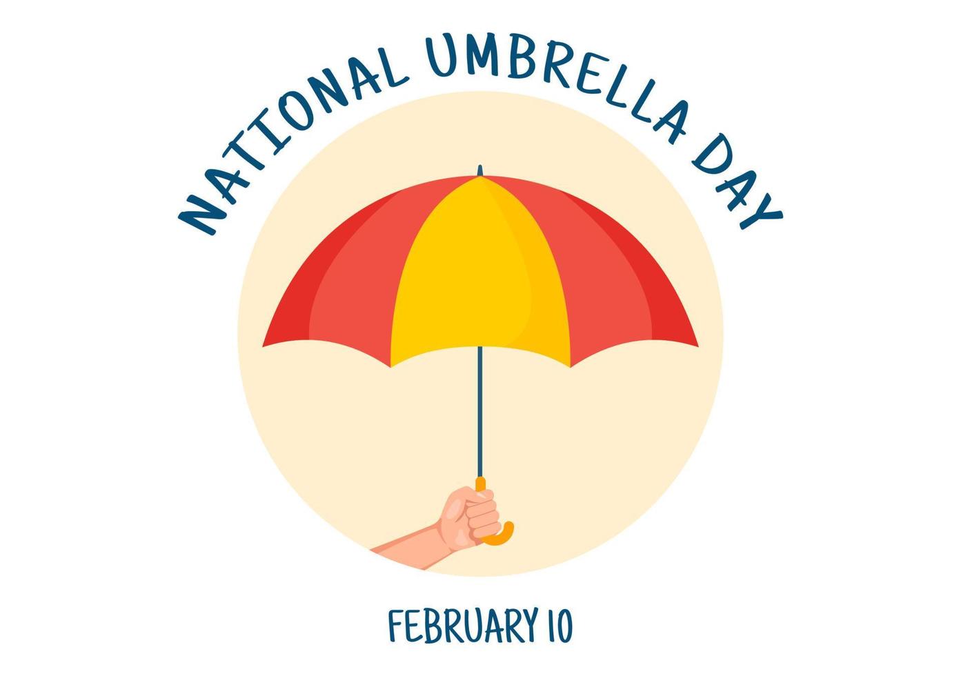 nationale feier des regenschirmtages am 10. februar, um uns vor regen und sonne in einer handgezeichneten schablonenillustration der flachen karikatur zu schützen vektor