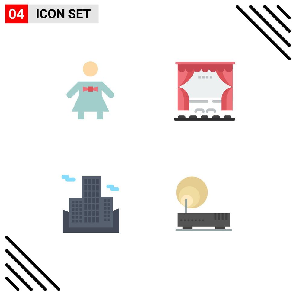 modern uppsättning av 4 platt ikoner pictograph av rosett slips företag ridå film förbindelse redigerbar vektor design element