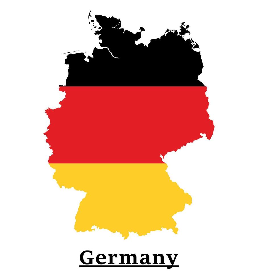 deutschland nationalflagge kartendesign, illustration der deutschland landesflagge innerhalb der karte vektor