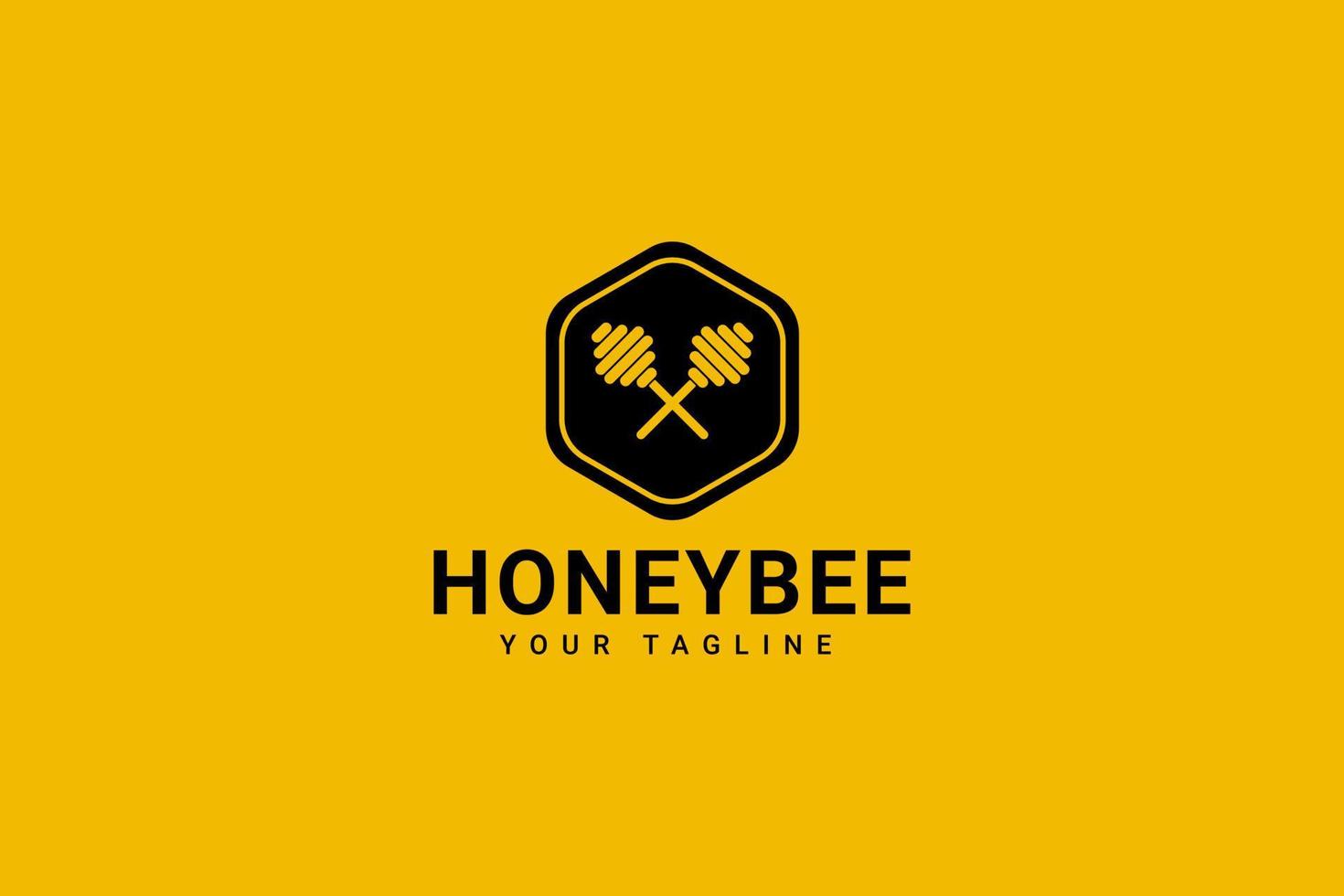 Sechseckige Bienenhonig-Logo-Vektor-Symbol-Illustration vektor