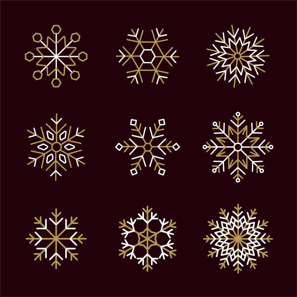 snöflingor jul design uppsättning vektor illustration