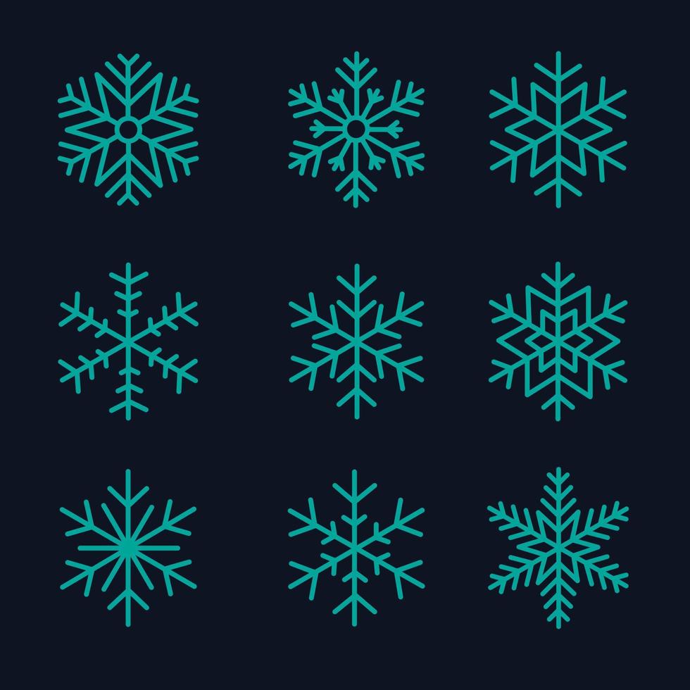 uppsättning av snöflingor jul design vektor illustration