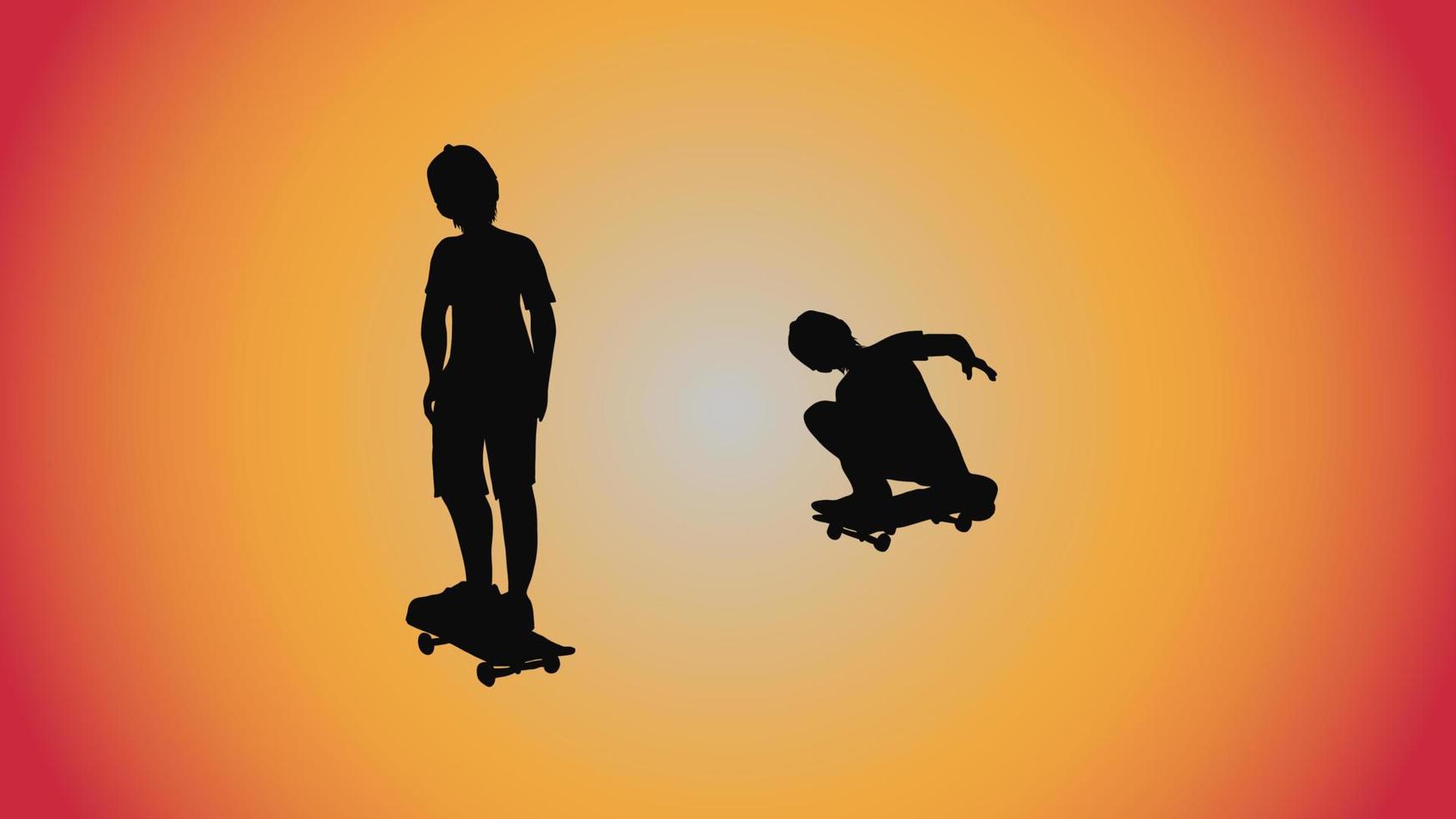 abstrakter Hintergrund der Silhouette Frau Skateboard-Pose vektor