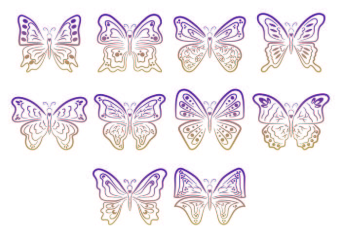 Set Mariposa Symbole vektor
