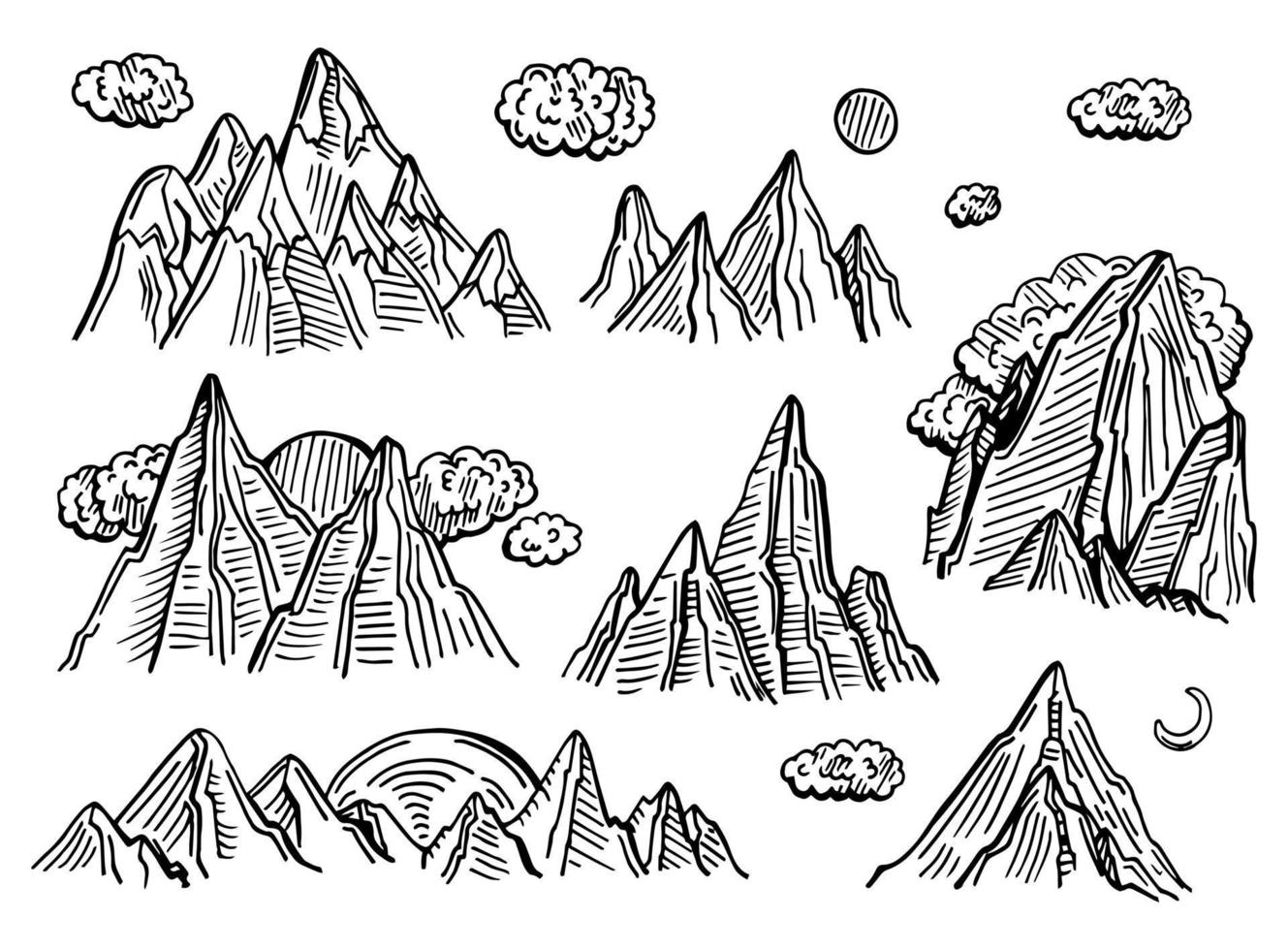 Bergsatz isoliert auf weißem Hintergrund. Vektorillustration Folge 10 vektor